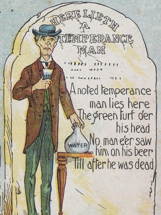 Poster of the gravestone of a “temperance man”. Picture: State Library of Victoria