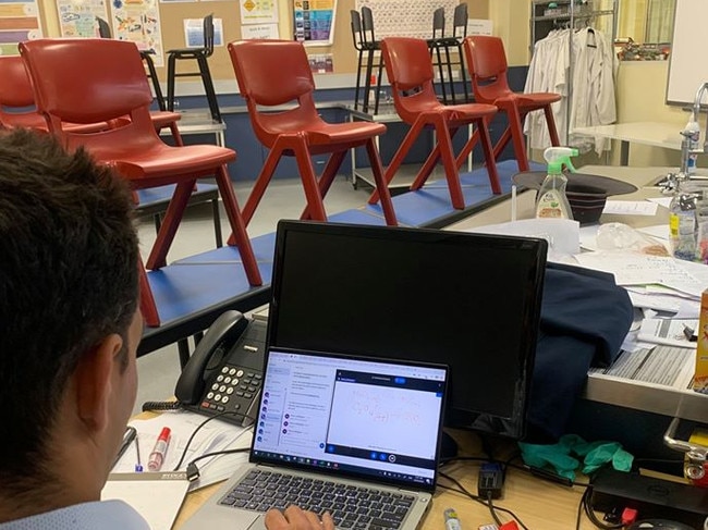 Teachers adjust to empty classrooms across the Gold Coast as they work to keep students learning. Picture at The Southport School