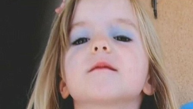 Madeleine McCann having fun with blue eyeshadow before she vanished.