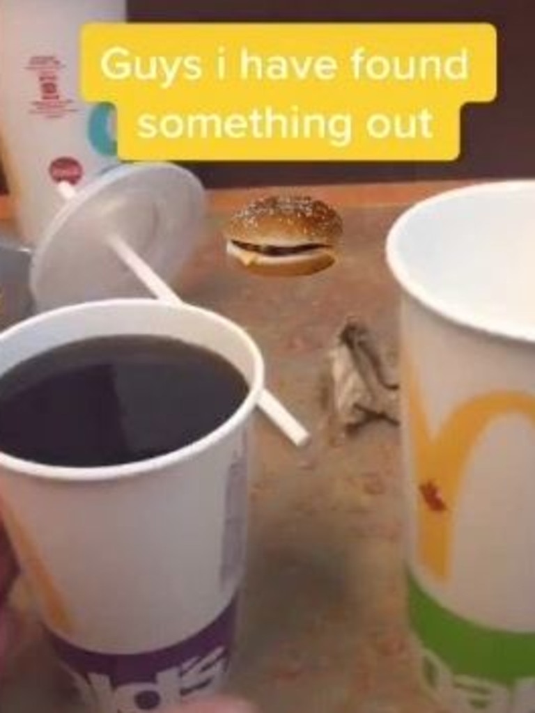 The video shows Coke from a small cup …