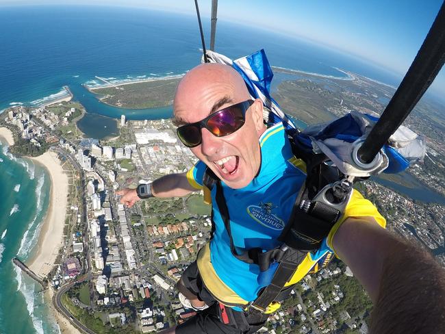 'Some people believe in God ... I believe in my reserve parachute': Archie Jamieson, owner of Gold Coast Skydive.