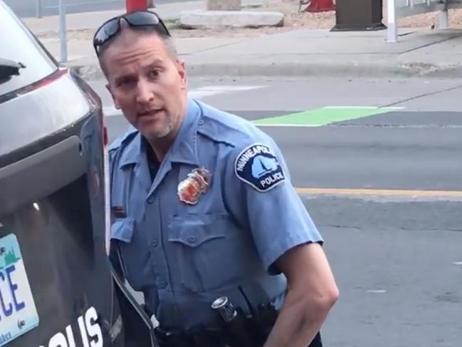 Minneapolis police officer Derek Chauvin during the arrest of George Floyd. Picture: Facebook