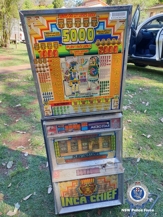 A poker machine allegedly seized by Raptor Squad during a series of raids across Hunter and mid-north- coast relating to Bandidos. Picture: NSW Police