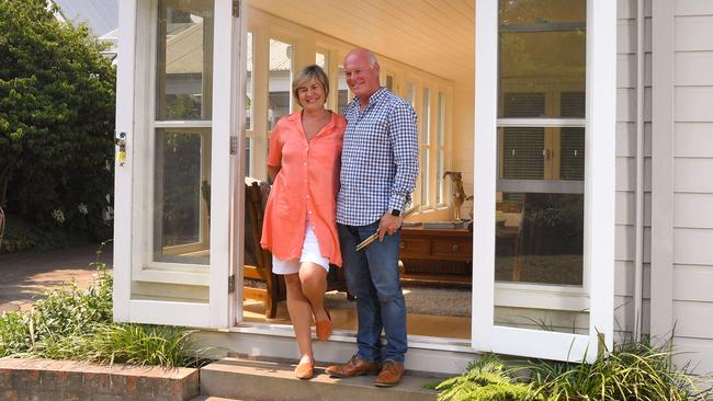 Trevor Morrow with his wife Liz at their house in the NSW Southern Highlands. Picture: Simon Bullard