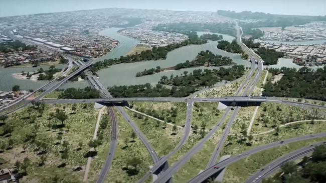 An artist’s impression of the Sunshine Motorway Mooloolah River Interchange upgrade on the Sunshine Coast