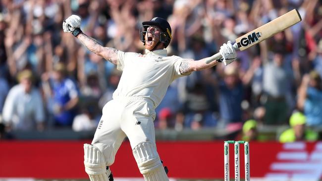 Ben Stokes guided England to a famous Ashes Test win with his unbeaten knock. Picture: Getty Images