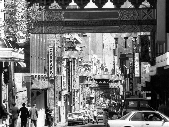 Street view of Chinatown on 1986. Not much has changed, except the overhanging lamp posts, which have been removed and replaced with lanterns. Picture: HWT Library.