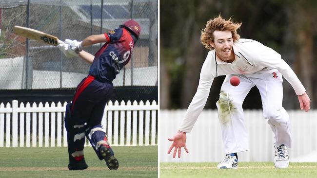 Maroochydore players Blaine Schloss and Luke McInnes in action.