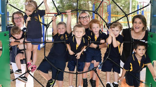 MY FIRST YEAR: Gunalda State School Preps. (LtoR) Ayden Gill, Alexys Rensonnet, Jasper Warren, Erik Helm-Pascoe, Holden Walters, Leighton Summerville, Caden Caldwell. Teachers, Mrs Peta Loney, Mrs Karolyn Baumgart, Mrs Joanne Widdop. Picture: Patrick Woods.