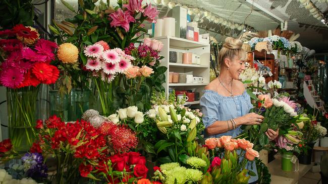 Leanne Dunn of Burleigh Blooms is closing after 30 years on James Street. Picture: Glenn Campbell