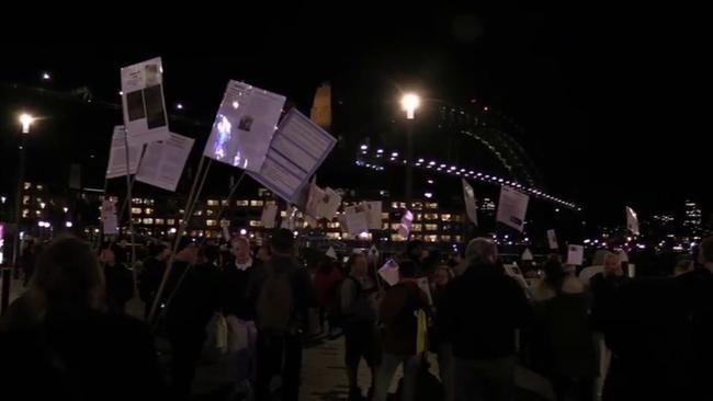 The group congregated on the harbour foreshore. Picture: Facebook