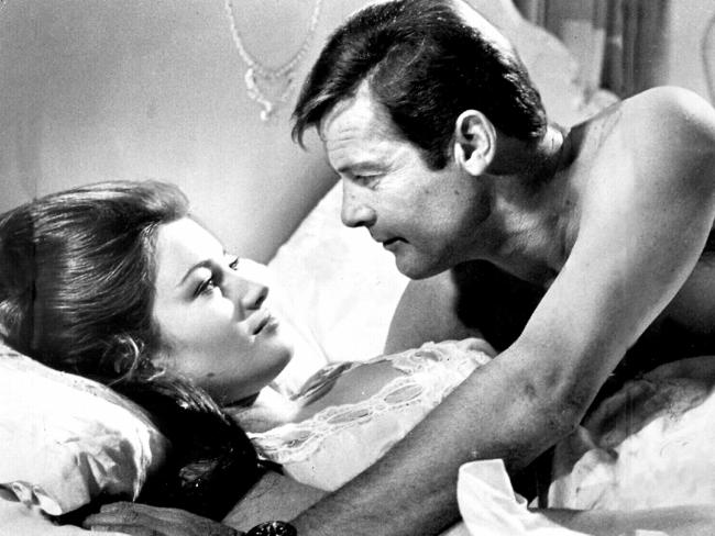 Actors Roger Moore and Jane Seymour in a scene from James Bond film ‘Live and Let Die’.