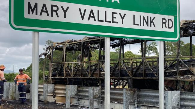 All 23 passengers were accounted for and unharmed after the blaze, with one woman taken to Gympie Hospital as a precaution. Photo: Scott Kovacevic