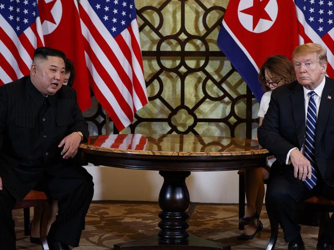 President Donald Trump meets North Korean leader Kim Jong Un, Thursday, Feb. 28, 2019, in Hanoi. (AP Photo/ Evan Vucci)