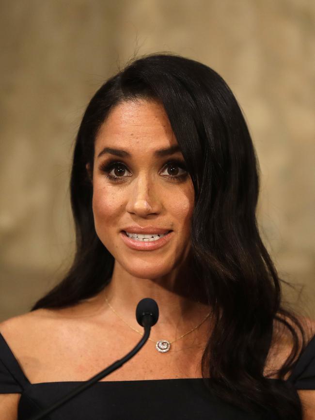 The Duchess of Sussex addresses a reception celebrating the 125th anniversary of women's suffrage in New Zealand at Government House. Picture: Getty Images