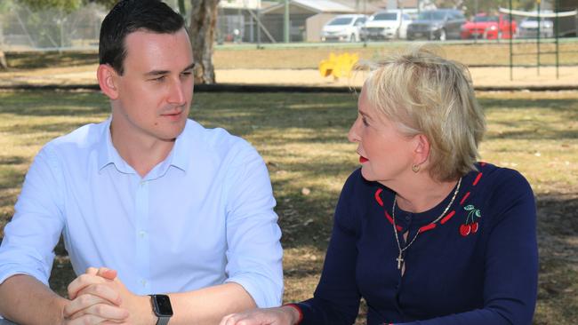 LNP Bonney candidate Sam O'Connor on the campaign trail with experienced MP Ros Bates.