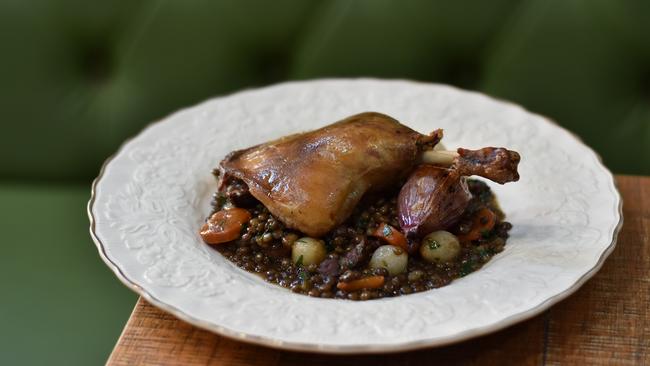 Confit duck leg and lentils at Bistro Francais, Hyde Park. Picture: supplied