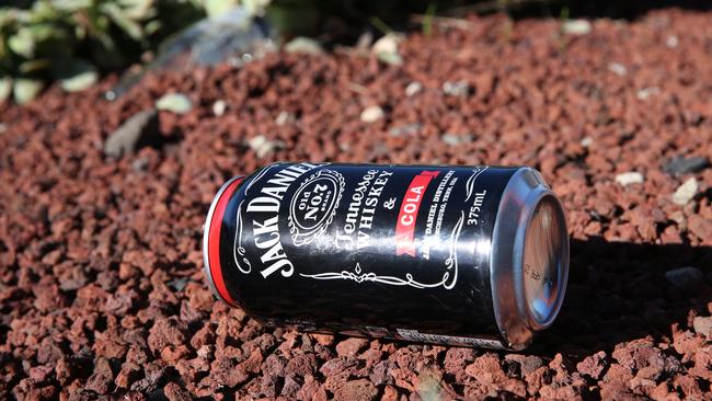 One of several alcohol cans seen on the ground on Harrick Rd, Keilor Park. Picture: David Crosling