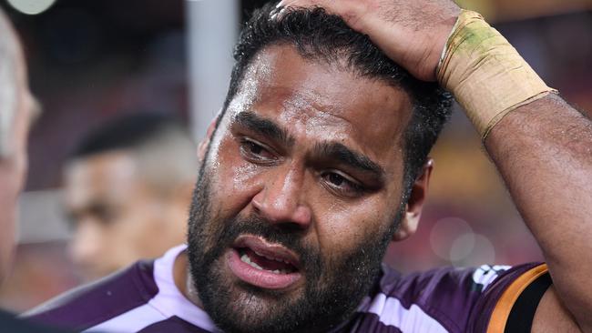 Sam Thaiday was sent out of the game in disappointing fashion in the loss to the Dragons. (AAP Image/Dave Hunt)