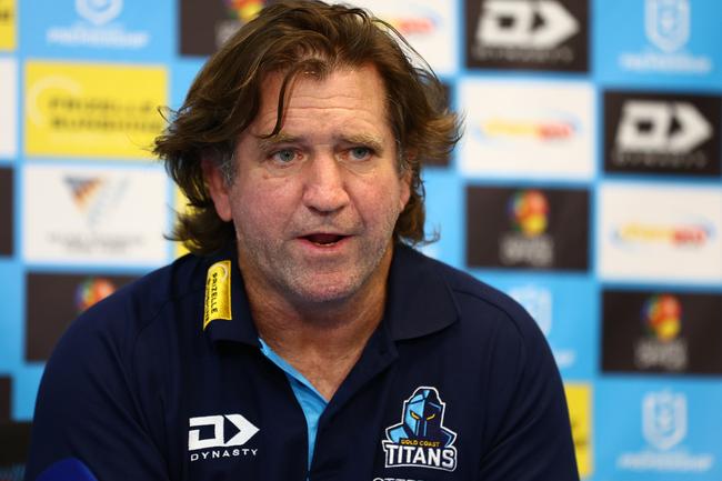 Des Hasler’s press conference angered Ricky Stuart. Picture: Chris Hyde/Getty Images