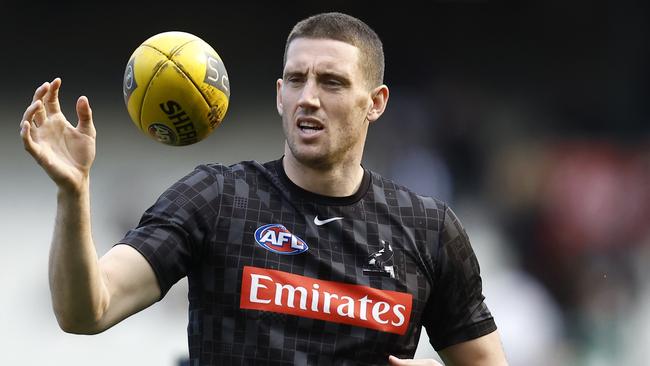 Darcy Cameron is the main man in the ruck for the Magpies. Pictures: Darrian Traynor/Getty Images