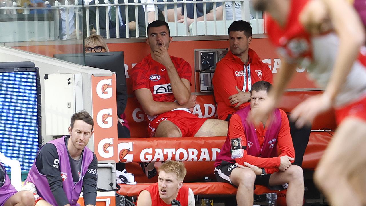 Sydney's Logan McDonald subbed out during the 2024 AFL Grand Final between the Sydney Swans and Brisbane Lions at the MCG on September 28, 2024. Photo by Phil Hillyard (Image Supplied for Editorial Use only - **NO ON SALES** - Â©Phil Hillyard )