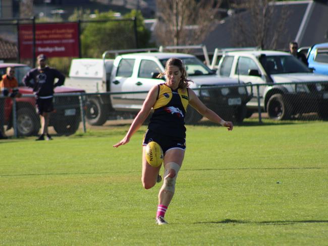 SFLW Community League - Action from Sorell v St Virgils during the annual Pink Sock-Carolyn Birch Memorial Match. Picture: Jake Garland