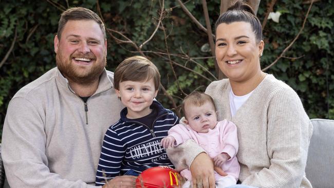 Sophie and Kieran Tregloan, with their 2 year old Ollie and baby Annabelle. Picture: Kelly Barnes