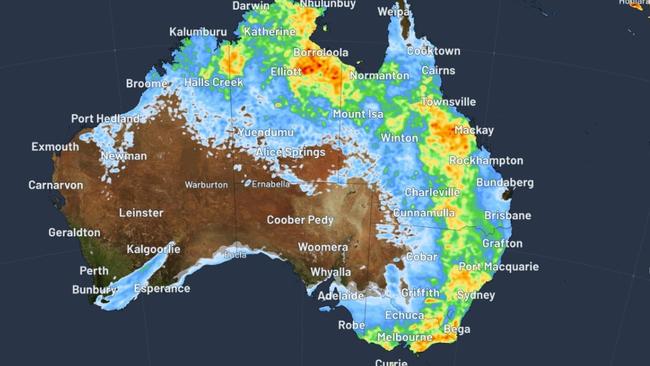 The 48-hour total rainfall chart for Australia ending Sunday, November 26. Huge parts of the state have already been battered by rain this week. Picture: Supplied / Weatherzone