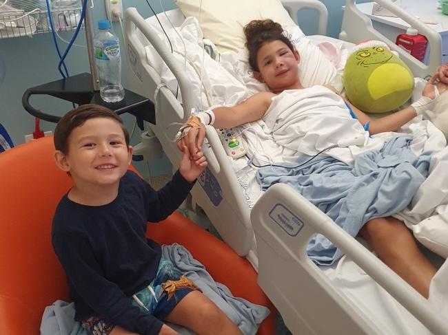 Ellie Hayes, 8, is being hailed as a hero for protecting her brother during a terrifying car crash in the Sunshine Coast Hinterland. Photo: Brayden Hayes.