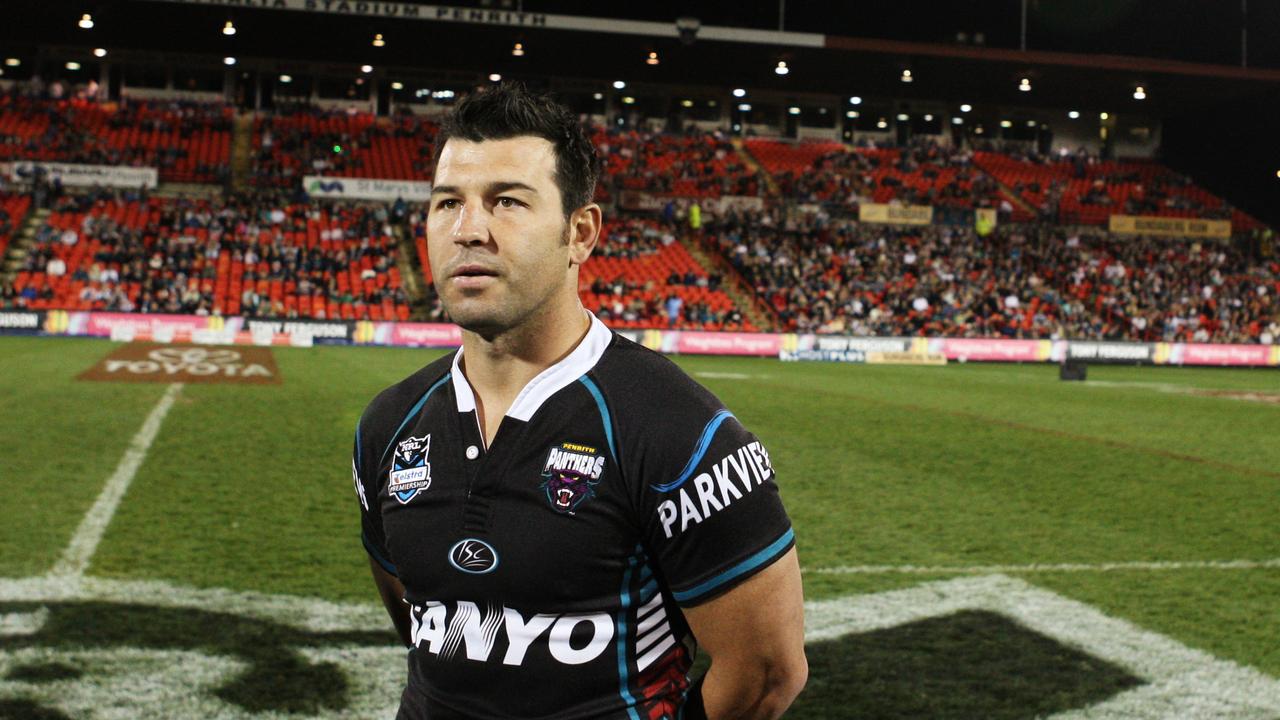 Craig Gower farewells the crowd after his final game for the club following the Penrith Panthers v New Zeland Warriors NRL match at CUA Stadium, Penrith, Sydney.