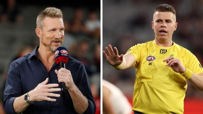 Nathan Buckley and AFL umpire Nick Foot. Photos: Getty Images/Michael Klein