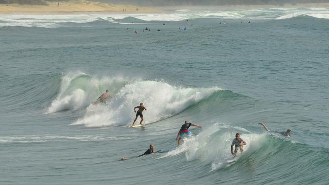 The swell was picking up at Alexandra Headland and The Bluff on the Sunshine Coast.