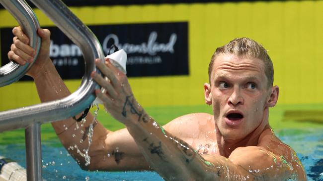 Cody Simpson stunned his millions of fans when he announced he was swapping his career in the spotlight for a shot at Olympic swimming fame. But that dream has come to a conclusion following a bruising result at the 2024 Australian Swimming Trials. Picture: David Gray / AFP