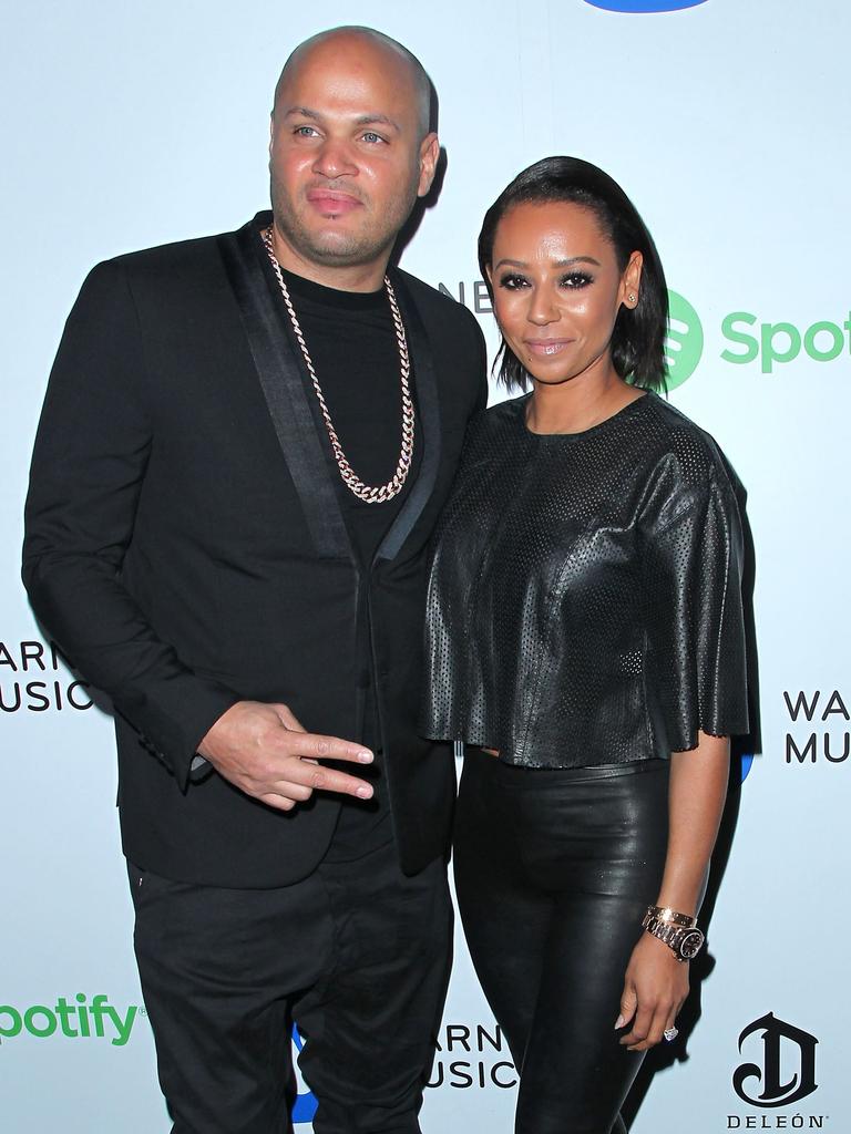 Stephen Belafonte and Melanie Brown attend the Warner Music Group annual Grammy celebration. Picture: Getty