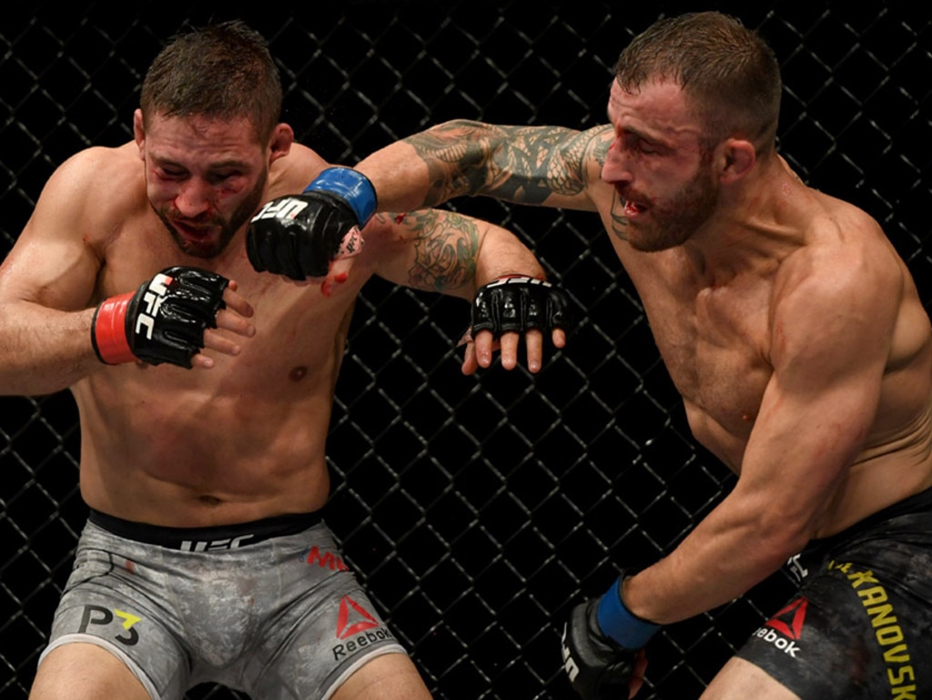 Volkanovski knocked out Chad Mendes on his way towards a title shot. Picture: Hans Gutknecht/Digital First Media/Los Angeles Daily News via Getty Images