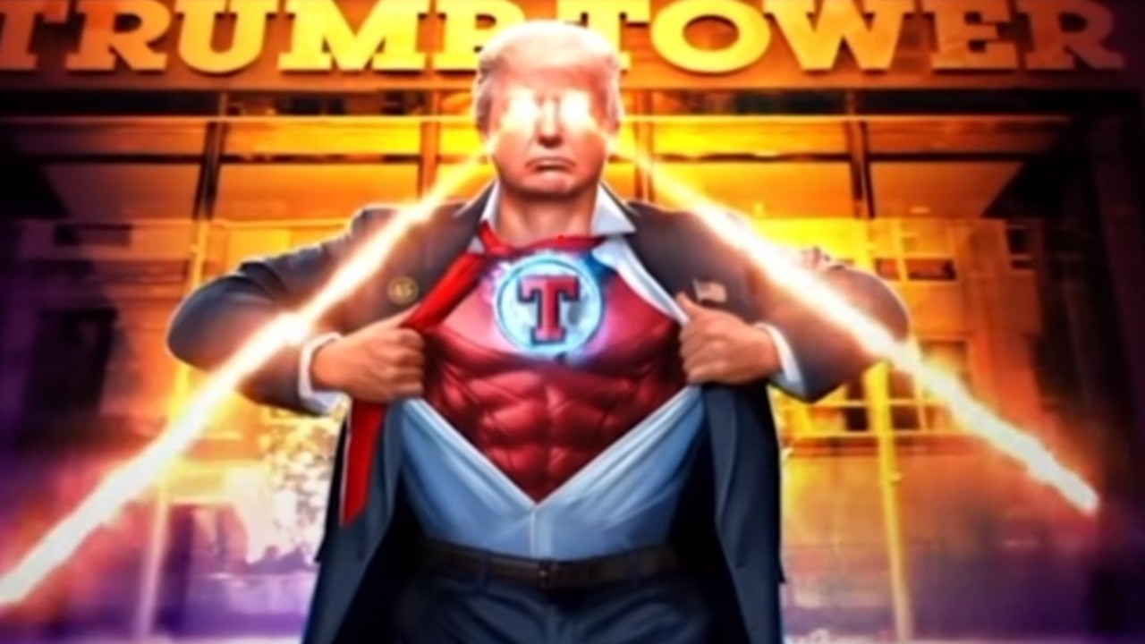 Donald Trump has shared an odd image of himself dressed as a superhero. Picture: Truth Social.