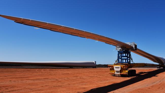 A turbine blade on site at Port Augusta. Pic: Supplied