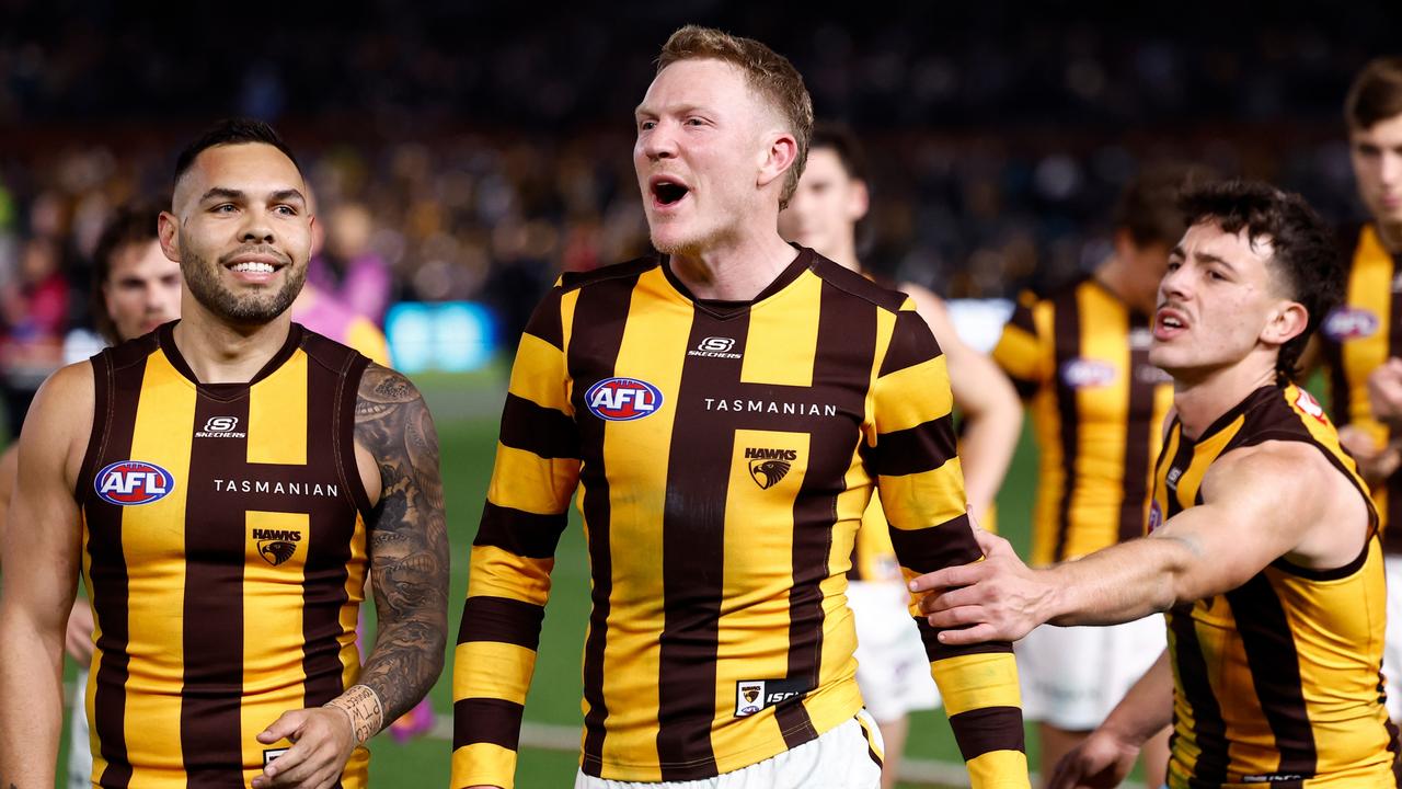 Hawthorn captain James Sicily says he regrets letting his verbal stoush with Port Adelaide coach Ken Hinkley ‘linger’ after the Hawks’ semi-final loss on September 13. Picture: Michael Willson / Getty Images