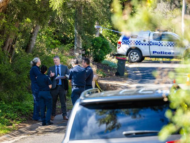 Police attend the scene of a double homicide in Parson Street, Rye. Picture: Jake Nowakowski