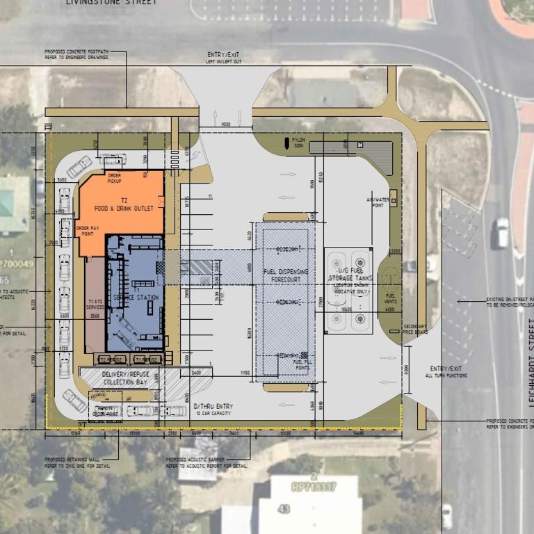 Concept plans for the new 24/7 service station approved for 47 Leichardt Street, Bowen. Picture: Supplied