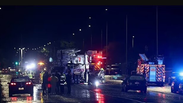 Emergency services were seen attending the horrific incident. Picture: 1News.
