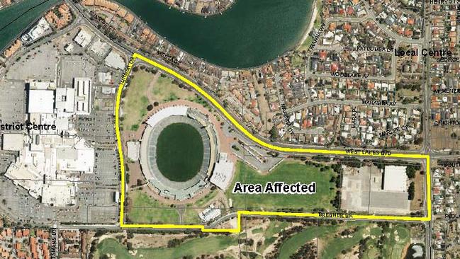 An aerial shot of the land around the football oval to be redeveloped.