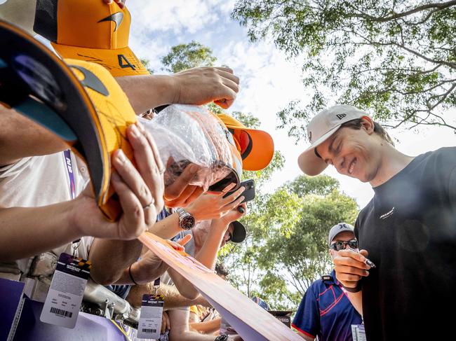 Oscar Pastri greets fans at Saturday’s event. Picture: Jake Nowakowski