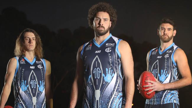 Glenunga’s Abe Davis (middle) has been a major boost for his side. Picture Dean Martin