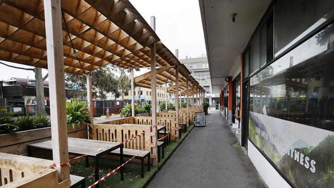 Empty restaurants in St Kilda, Melbourne this week. Picture: Alex Coppel.