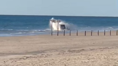 A driver in a small 4WD driving erratically on Aldinga Beach. Picture: South Aussie with Cosi