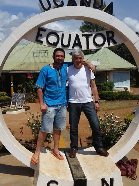 Isaac Falzon on a trip to Uganda with his father in 2006.