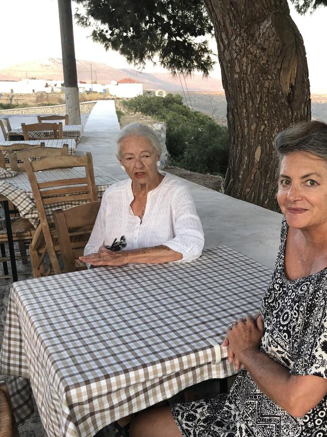 With her mum in Greece.