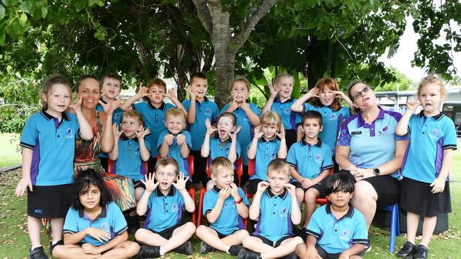 MY FIRST YEAR: Funny faces. Meridan State College Preps. Picture: Patrick Woods.